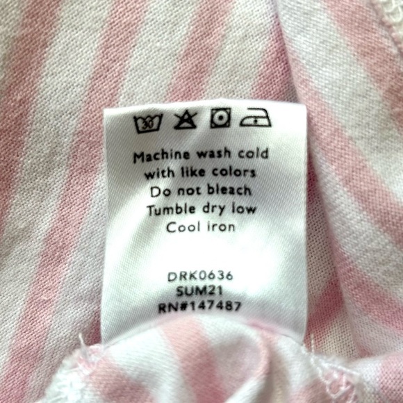 Draper James Tie Waist T-Shirt Dress in Light Pink Mariner Stripe Size Medium - Picture 16 of 16
